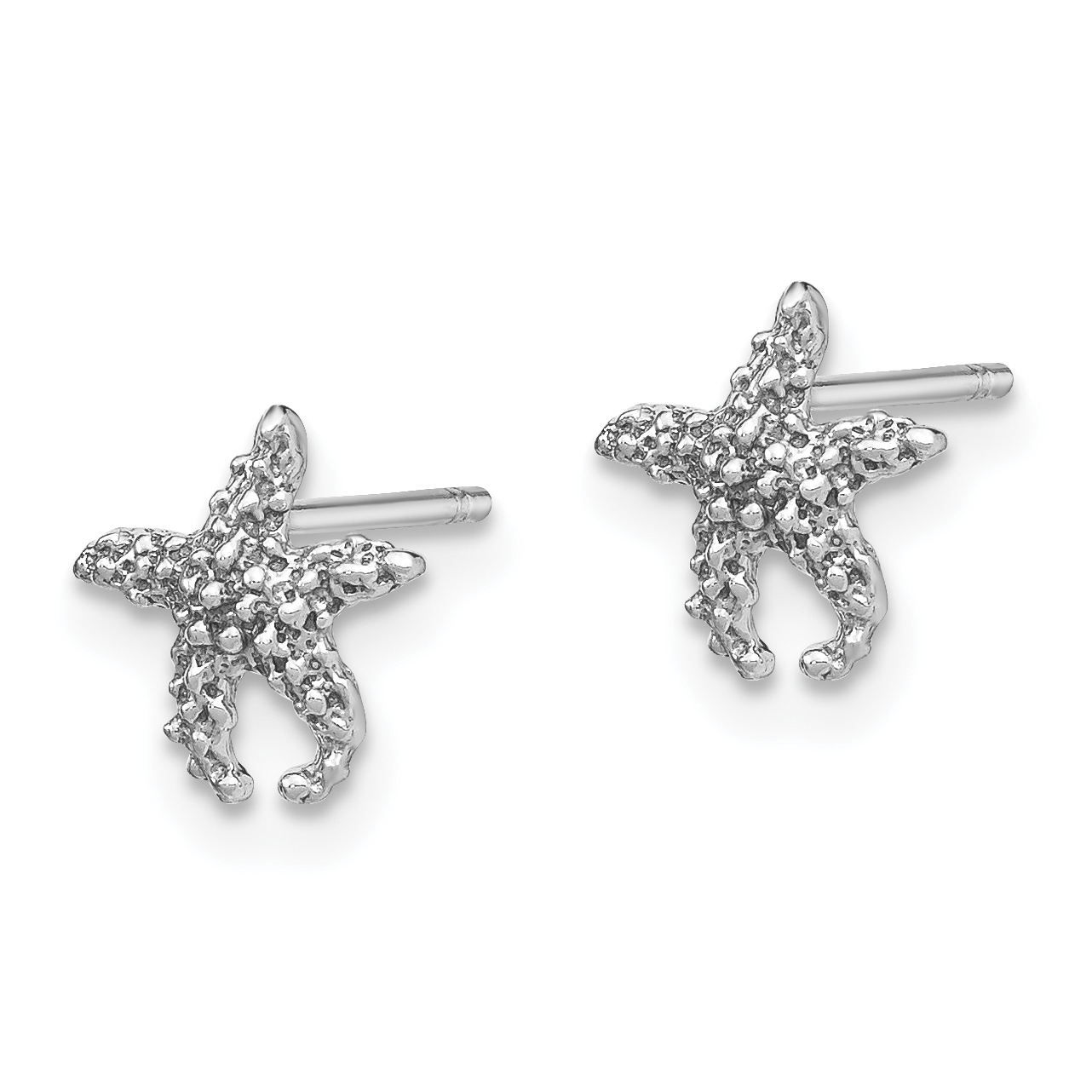 14K Gold Polished and Textured Starfish Post Earrings TM765W detailed image 2