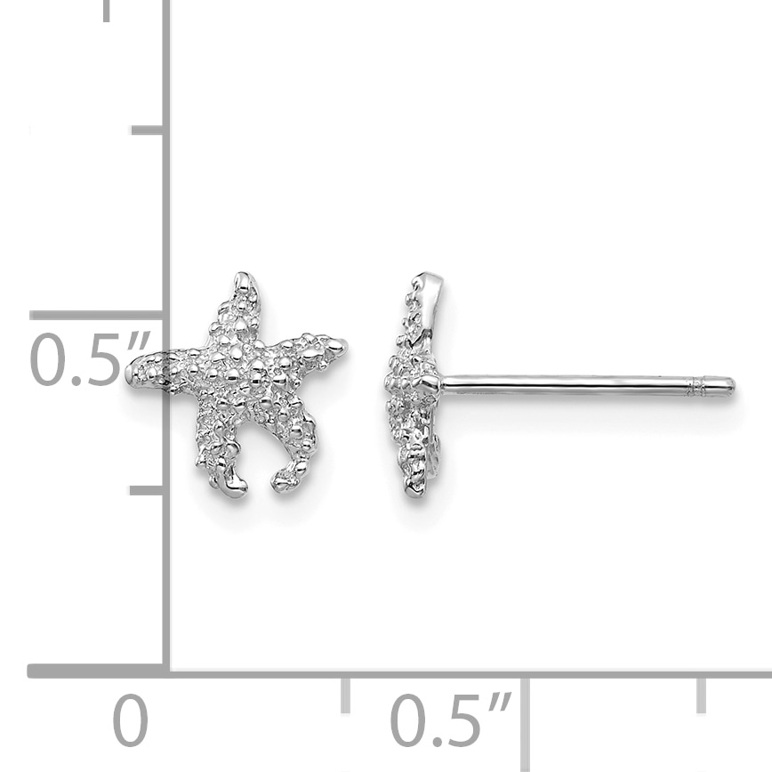 14K Gold Polished and Textured Starfish Post Earrings TM765W detailed image 4