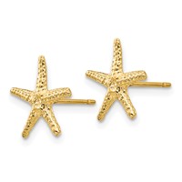 14K Yellow Gold Starfish Post Earrings view 2