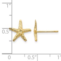 14K Yellow Gold Starfish Post Earrings view 4
