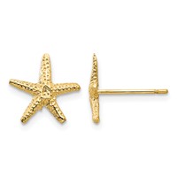 14K Yellow Gold Starfish Post Earrings view 1