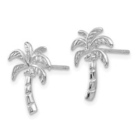 14K White Gold Polished Palm Tree Post Earrings view 2