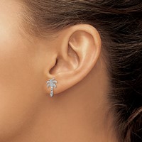 14K White Gold Polished Palm Tree Post Earrings view 3