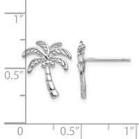 14K White Gold Polished Palm Tree Post Earrings view 4
