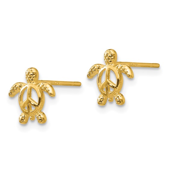 Gold Turtle Post Earrings