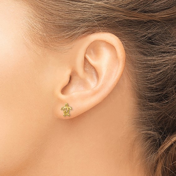 Gold Turtle Post Earrings