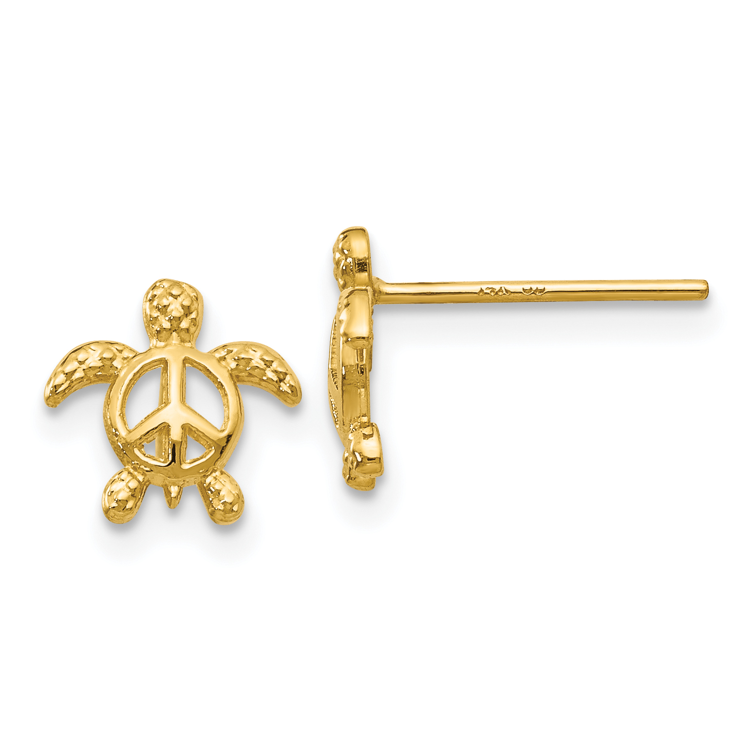 14k Peace Turtle Post Earrings (TM777)
