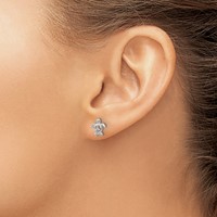 14K White Gold Peace Symbol Turtle Post Earrings view 3