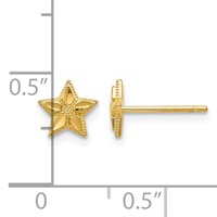 14K Yellow Gold Polished Diamond-cut Star Post Earrings view 4