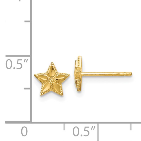 Gold Diamond-cut Star Post Earrings
