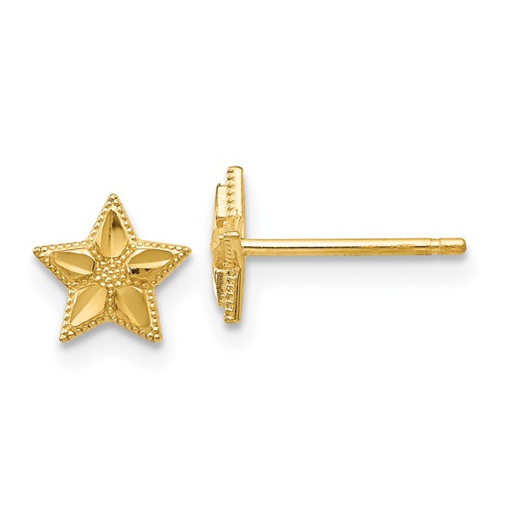 Gold Diamond-cut Star Post Earrings