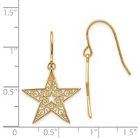 14K Yellow Gold Filigree Star French Hook Earrings view 4