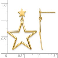 14K Yellow Gold Open Star Dangle Post Earrings view 4