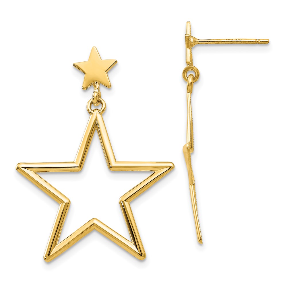 14k Star Dangle Post Earrings