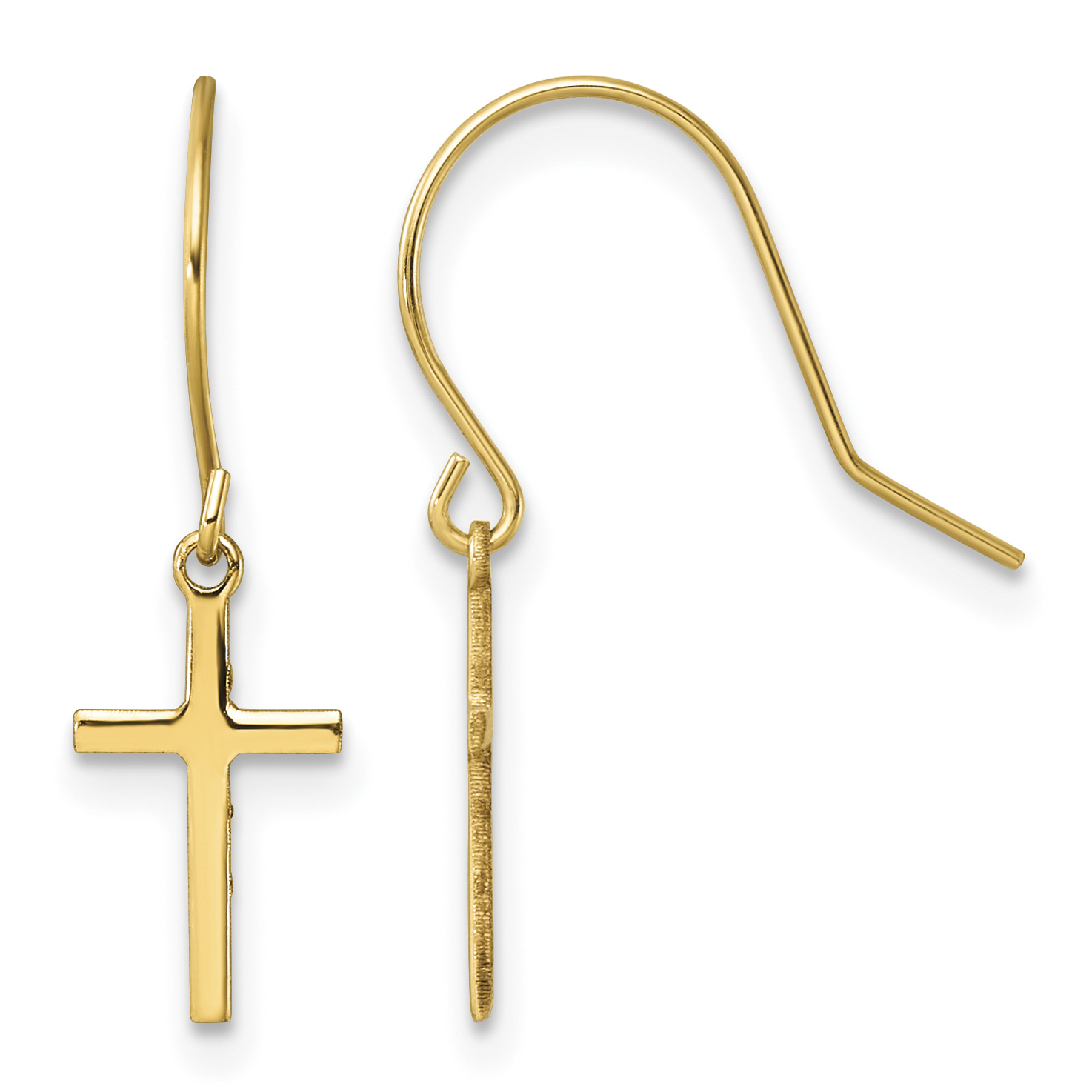 14k Dangle Cross Shepherd Hook Earrings (TM788)