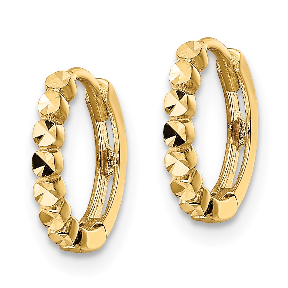14k Diamond-cut 2x12mm Hinged Hoop Earrings (TM808)
