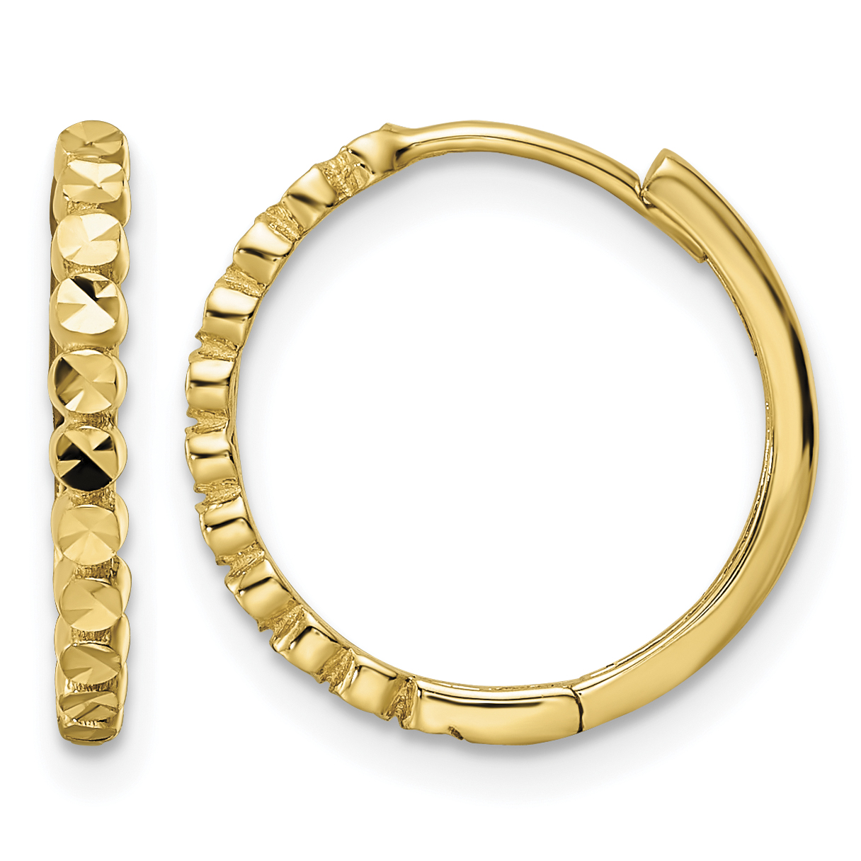14k Diamond-cut 2x16mm Hinged Hoop Earrings (TM812)