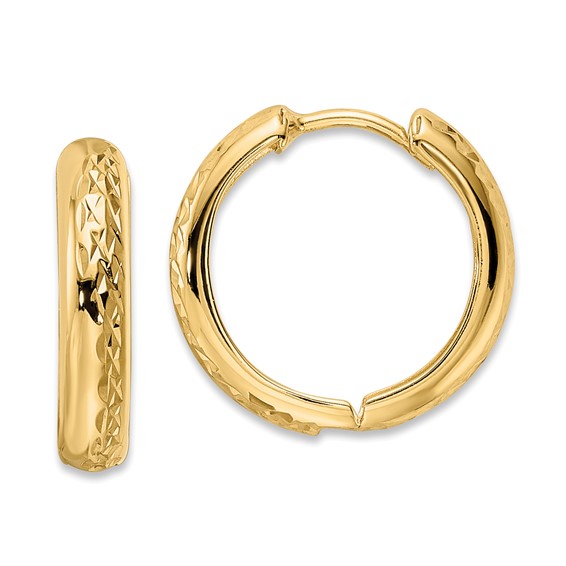 Gold Diamond-cut Circle Hoop Earrings