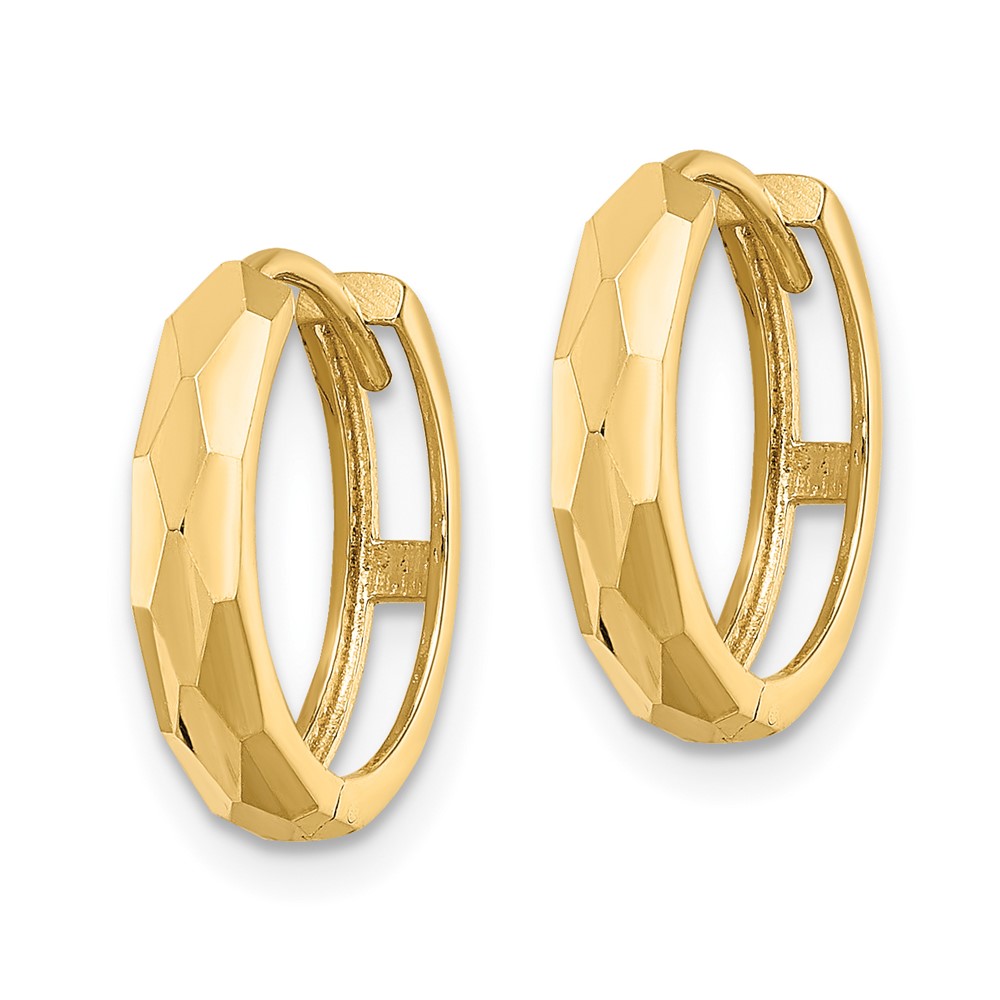 14k Polished Faceted 3x15mm Hinged Hoop Earrings (TM815)