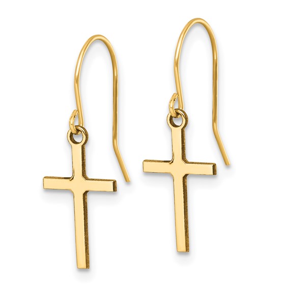 14k Cross Dangle French Hook Earrings