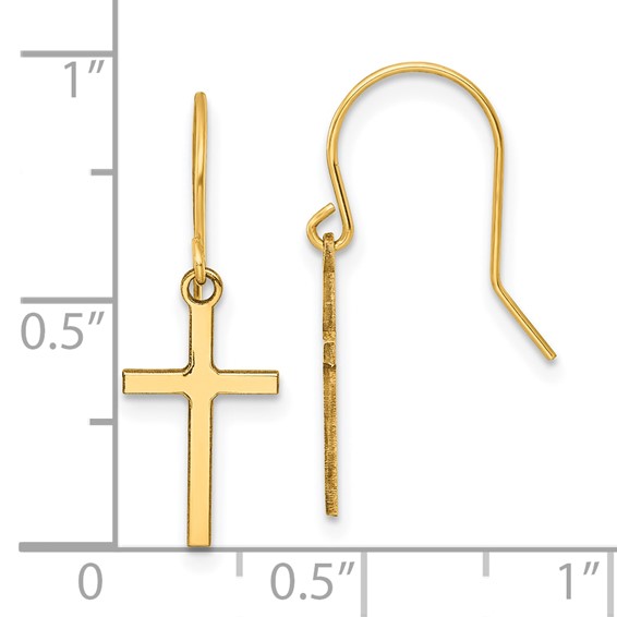 14k Cross Dangle French Hook Earrings