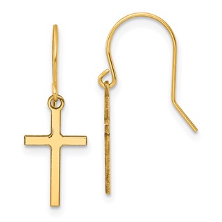 14k Cross Dangle French Hook Earrings
