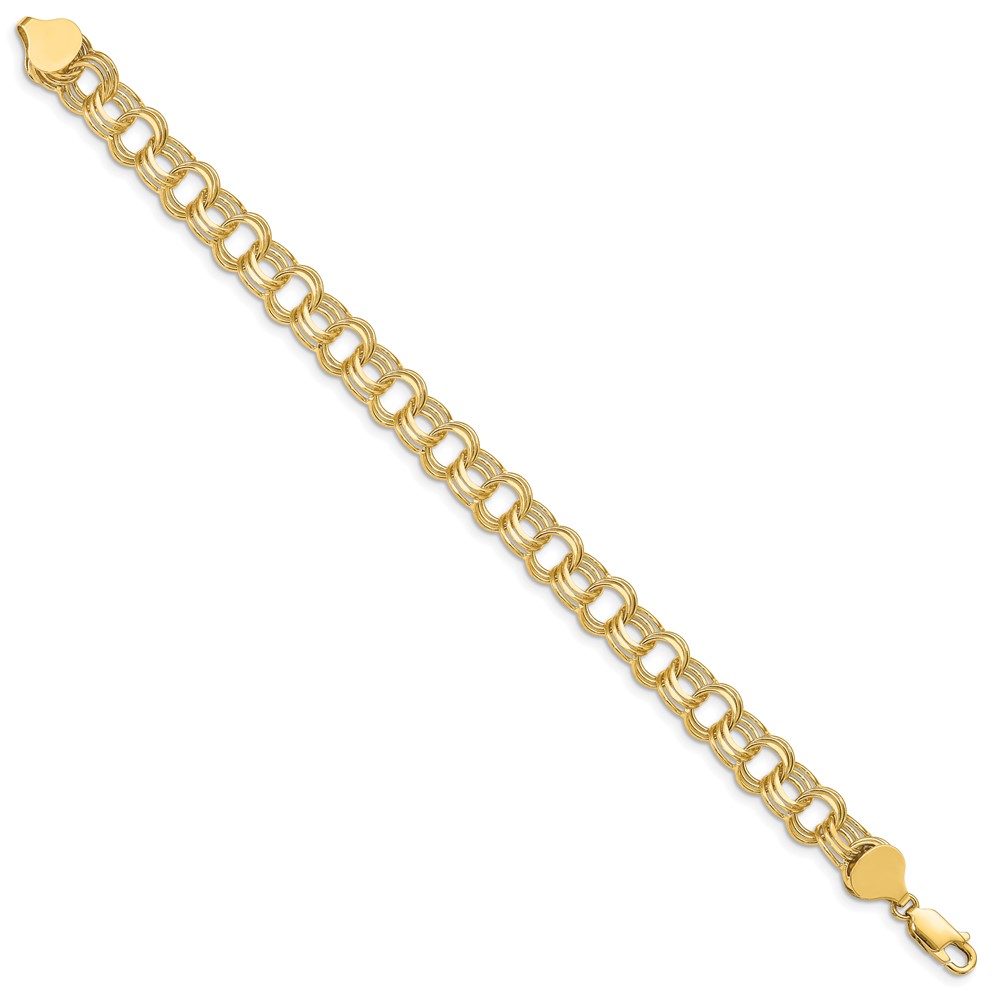 14k 8.5mm Solid Triple Link 8 inch Charm Bracelet (TO665-8)