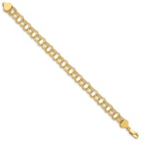 14K 8.5mm Yellow Gold Solid Triple Link Charm Bracelet, 7" view 2