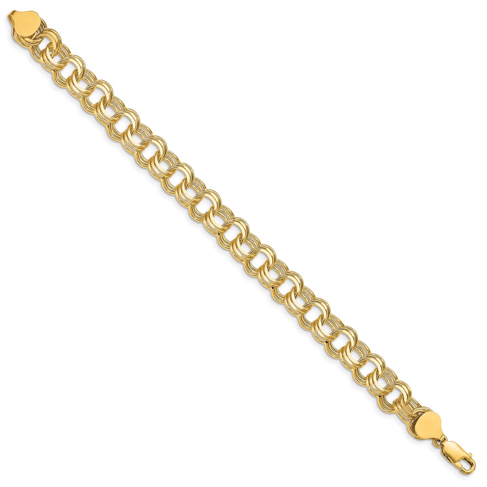 14k 9mm Solid Triple Link 7 inch Charm Bracelet (TO666-7)