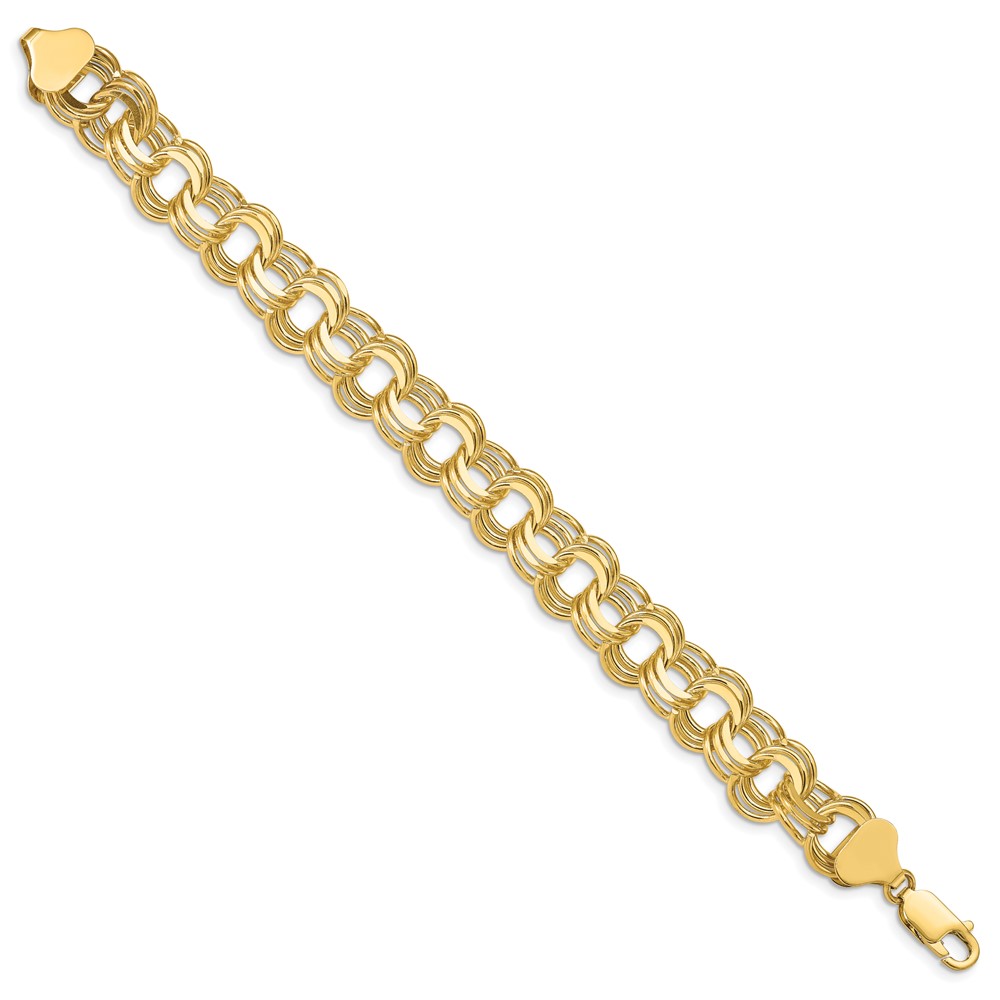 14k 11mm Solid Triple Link 7 inch Charm Bracelet (TO668-7)