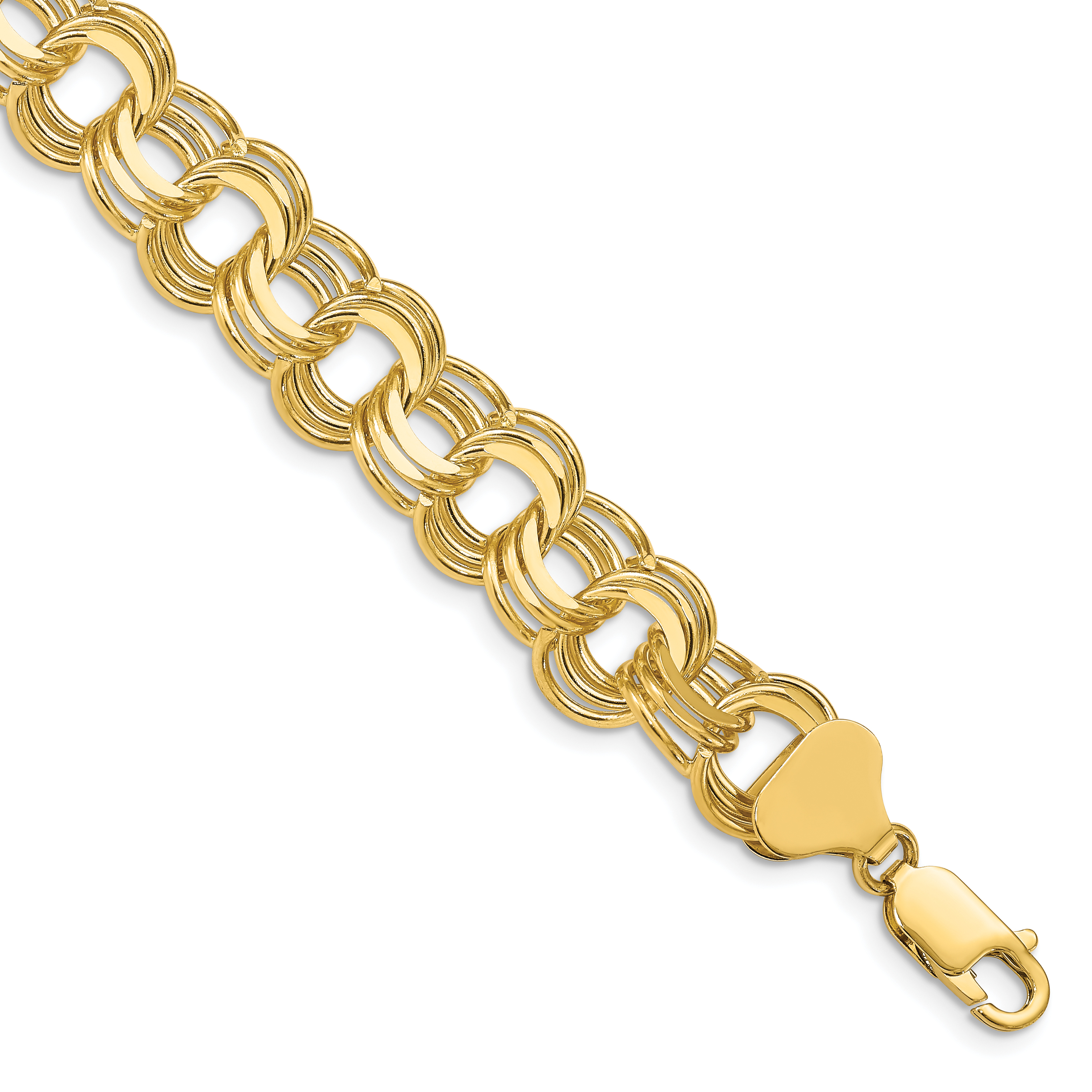 14k 11mm Solid Triple Link 7 inch Charm Bracelet (TO668-7)