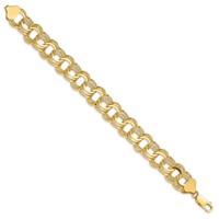 14K 12mm Solid Triple Link 7 Inch Charm Bracelet view 2