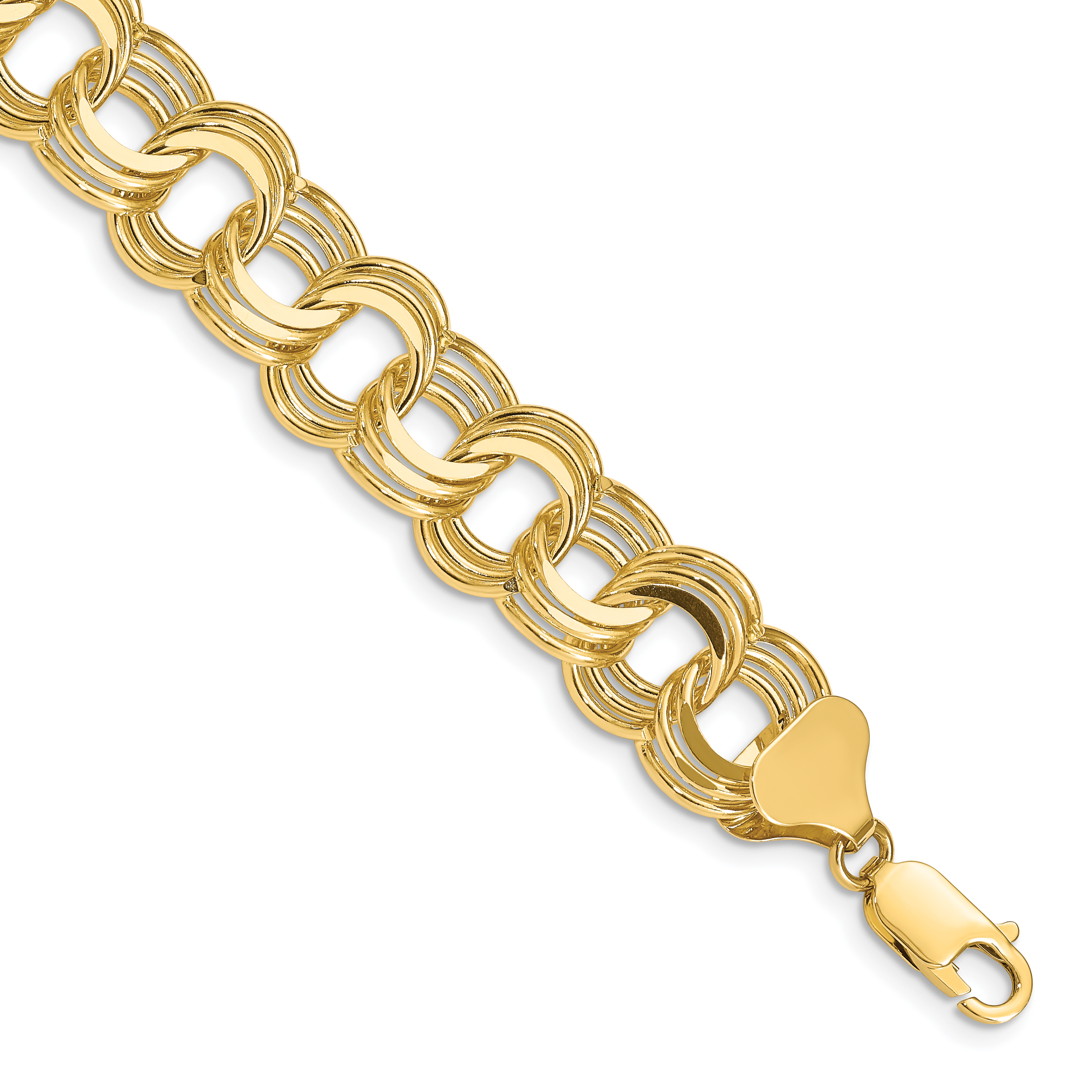 14k 12mm Solid Triple Link 7 inch Charm Bracelet (TO669-7)