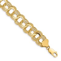 14K 12mm Solid Triple Link 7 Inch Charm Bracelet view 1