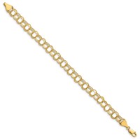 14K 7mm Yellow Gold Solid Triple Link Charm Bracelet - 7in view 2