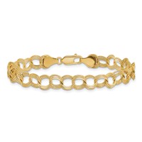 14K 7mm Yellow Gold Solid Triple Link Charm Bracelet - 7in view 3