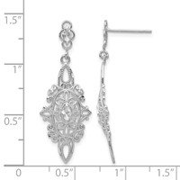 14K White Gold Diamond-cut Filigree Dangle Post Earrings view 4