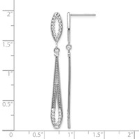 14K White Gold Diamond-cut Open Teardrop Dangle Post Earrings view 4