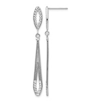 14K White Gold Diamond-cut Open Teardrop Dangle Post Earrings view 1