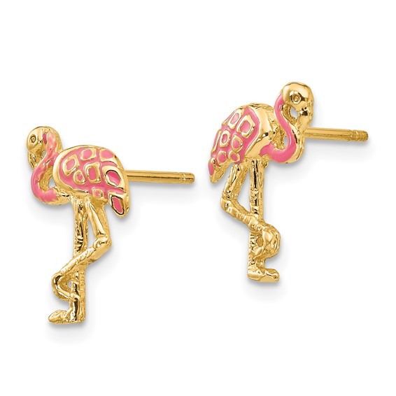Gold Flamingo Post Earrings