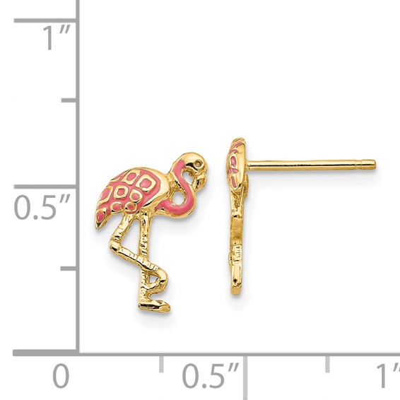 Gold Flamingo Post Earrings