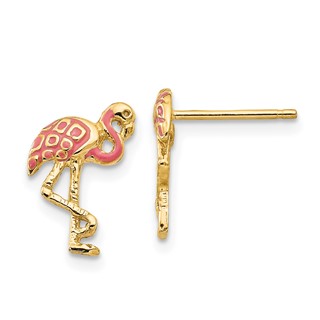 Gold Flamingo Post Earrings