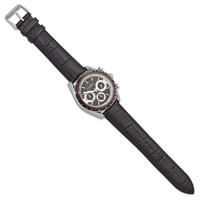 Mens Chisel Stainless Steel Black Leather Chronograph Watch view 3
