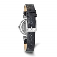 Ladies Chisel Black Dial Black Leather Watch view 4