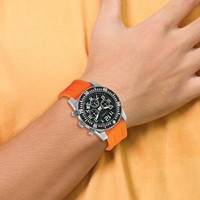 Mens Chisel Black Dial Orange Silicone Strap Chronograph Watch view 3