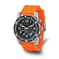 Mens Chisel Black Dial Orange Silicone Strap Chronograph Watch view 1