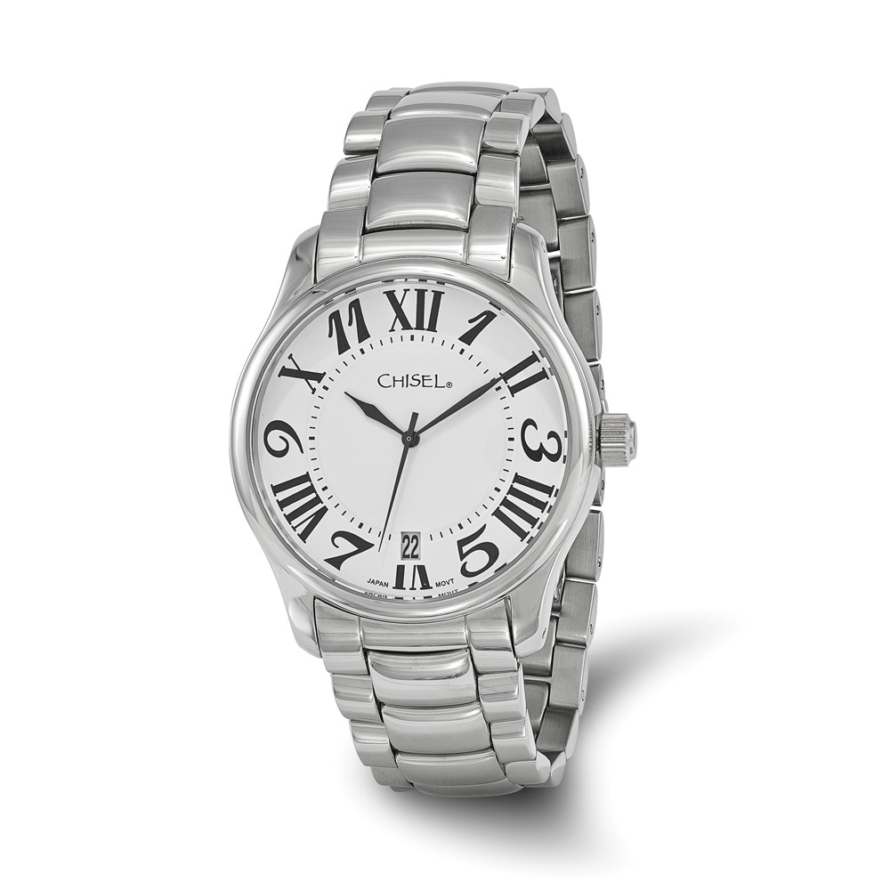 Mens Chisel Stainless Steel White Dial Watch