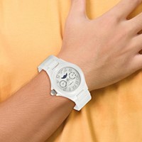 Ladies Chisel White Ceramic White Dial Watch view 3