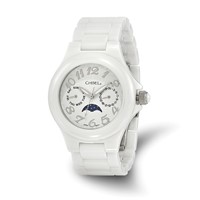 Ladies Chisel White Ceramic White Dial Watch view 1