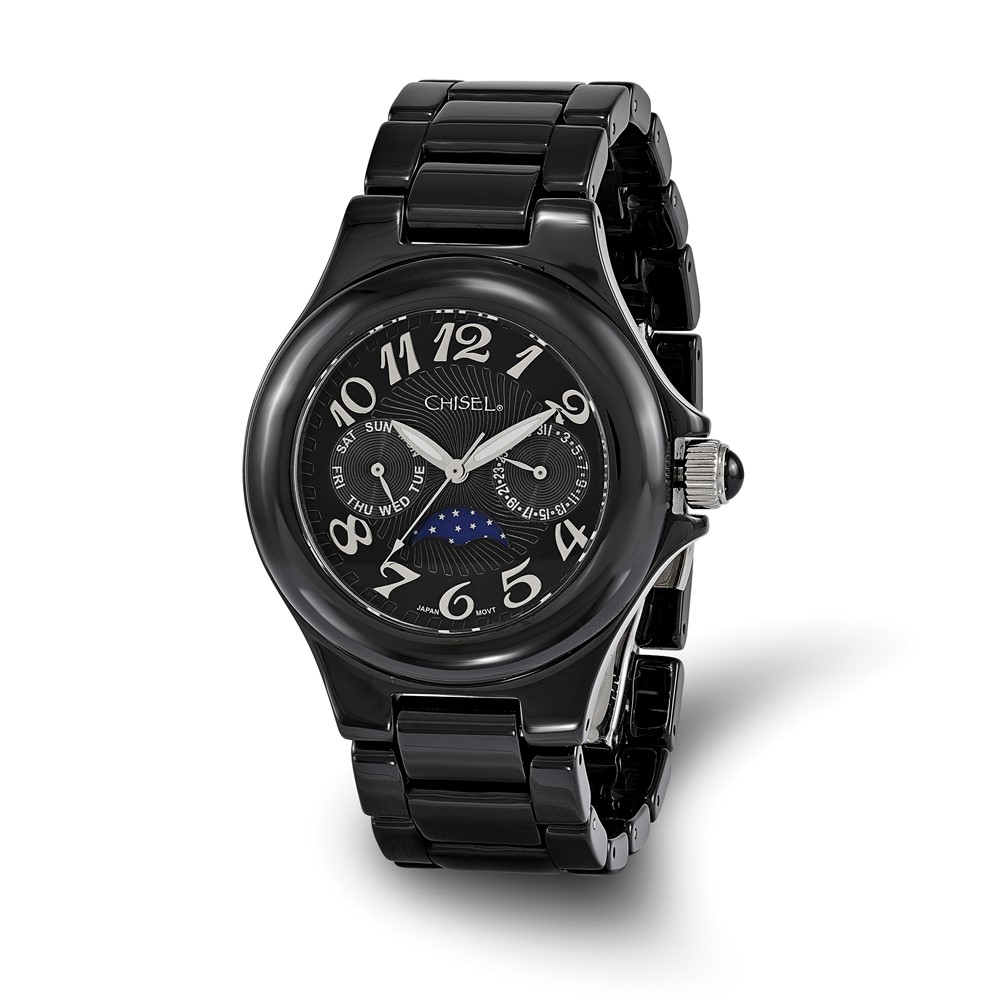Ladies Chisel Black Ceramic Black Dial Watch